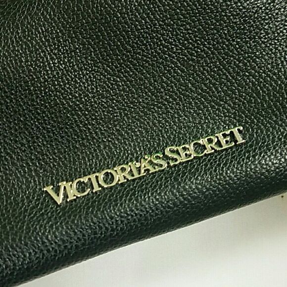 Victoria’s Secret Black Faux Leather Flap Drawstring Backpack NWT